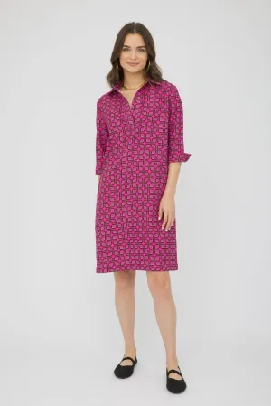 38" ¾ Sleeve Printed Shirtdress