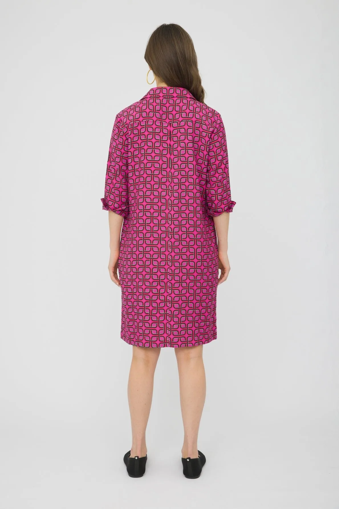 38" ¾ Sleeve Printed Shirtdress