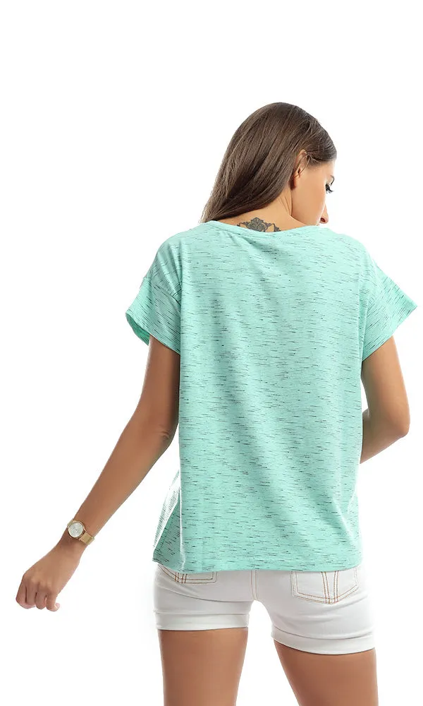 47855 Olive Oyl Printed Women Trendy Tee - Heather Light Green