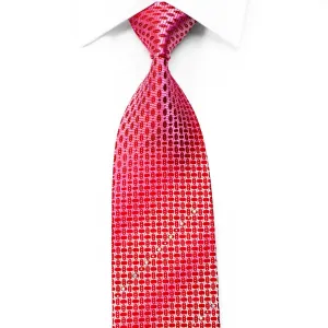 Aquascutum Rhinestone Silk Necktie Geometric On red With Silver Sparkles