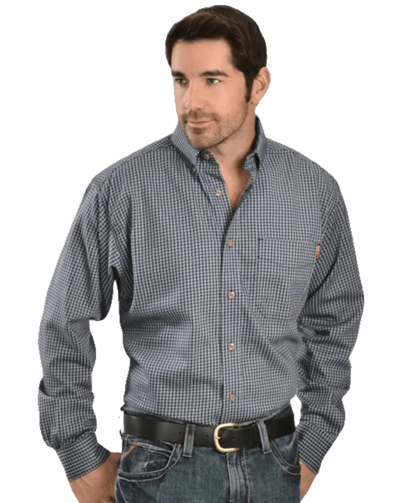 Ariat Flame Resistant Blue Plaid Twill Work Shirt