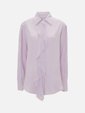 Asymmetric Ruffle Silk Blouse in Petunia