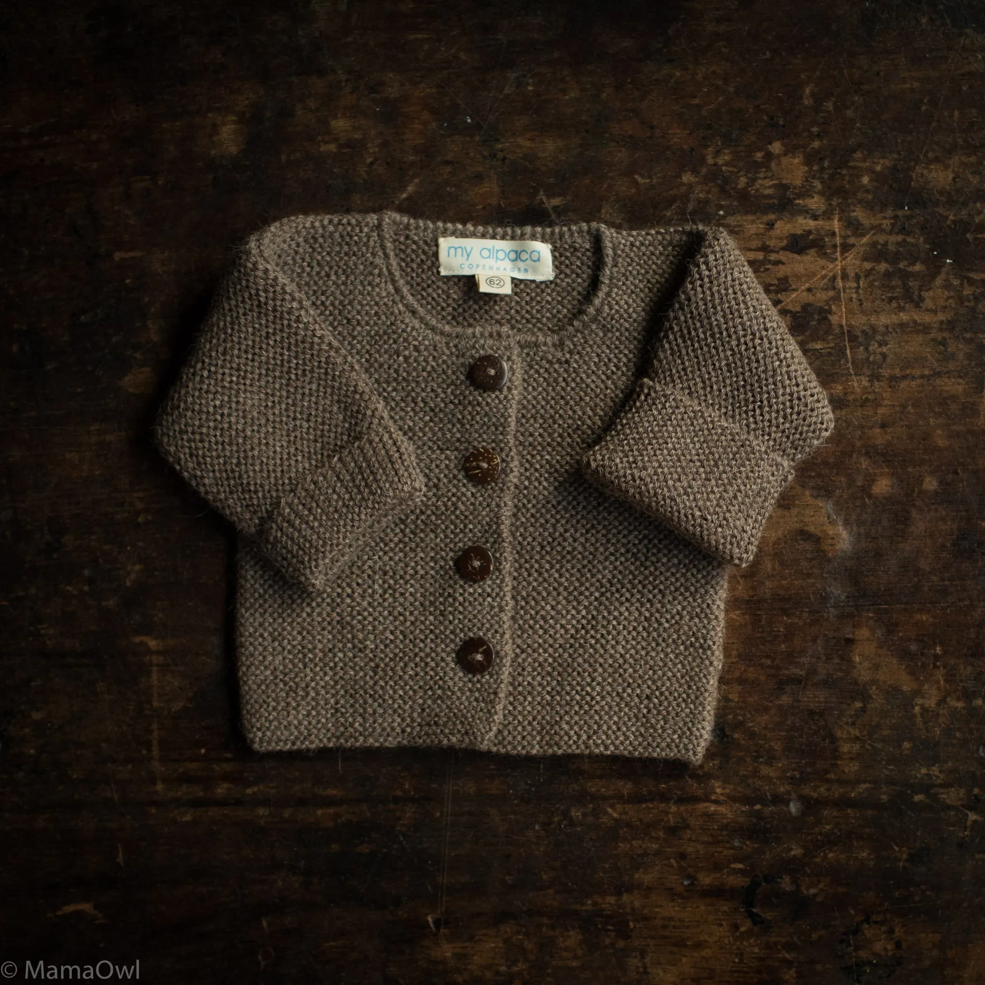 Baby Hand Knit Alpaca Cardigan - Brown