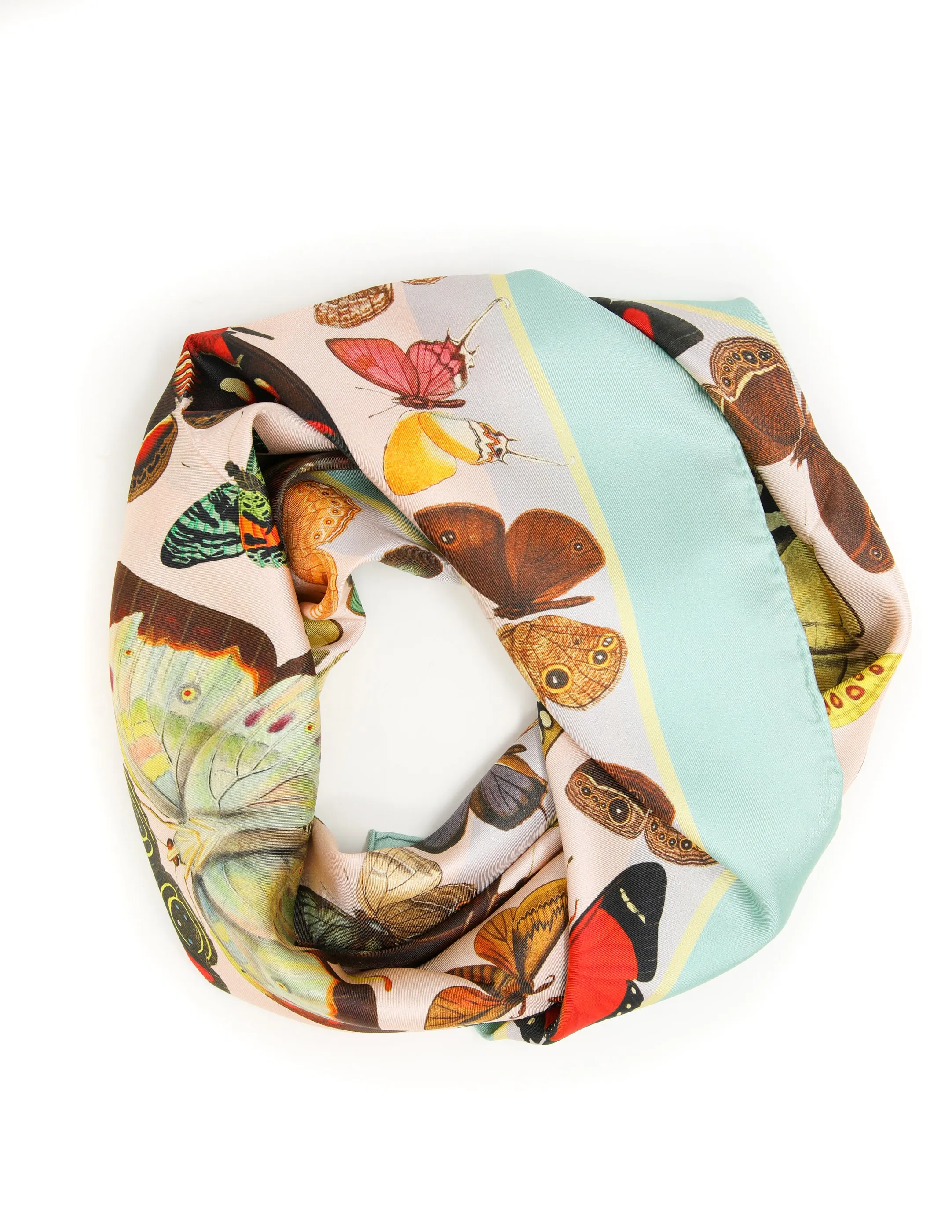 Beautiful Butterfly Square Silk Scarf_Summer Green