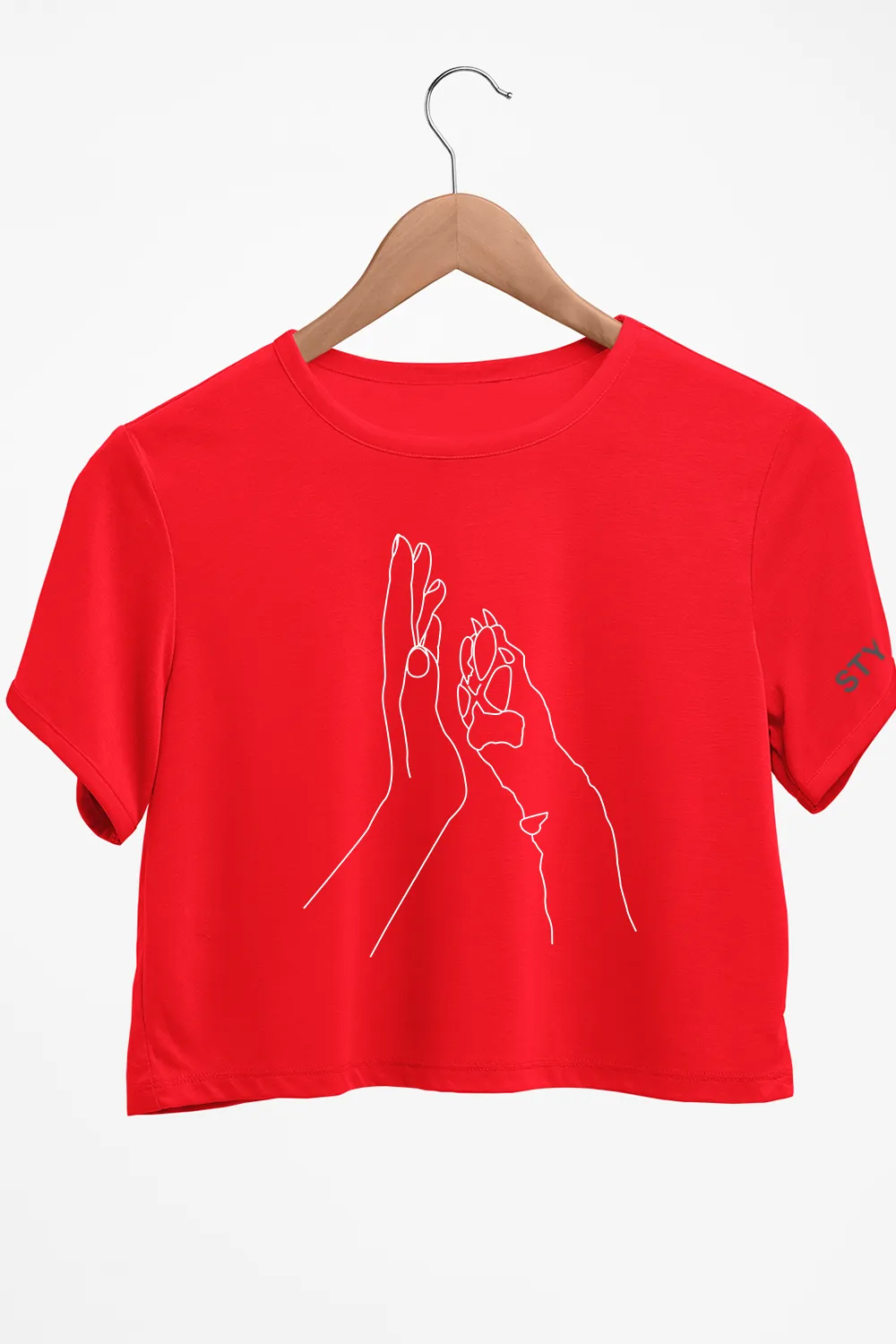 BFF Graphic Printed Red Crop Top