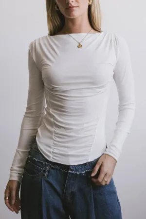 Bianca Ruched Top in Ivory