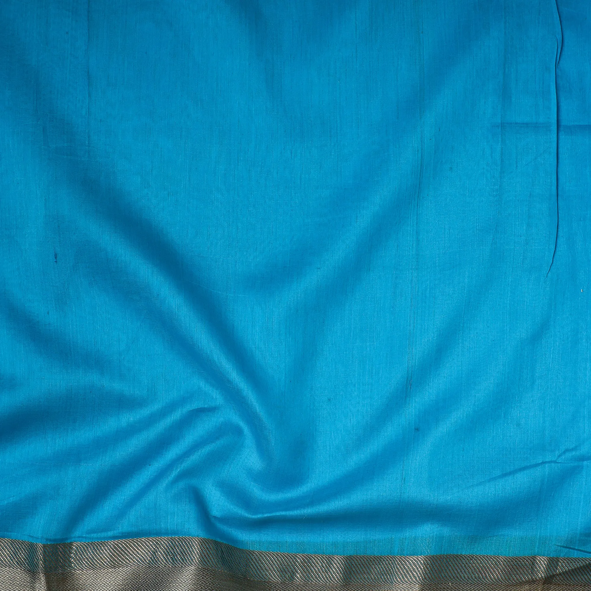 Blue - Traditional Chanderi Silk Handloom Precut Fabric(1.3 meter)