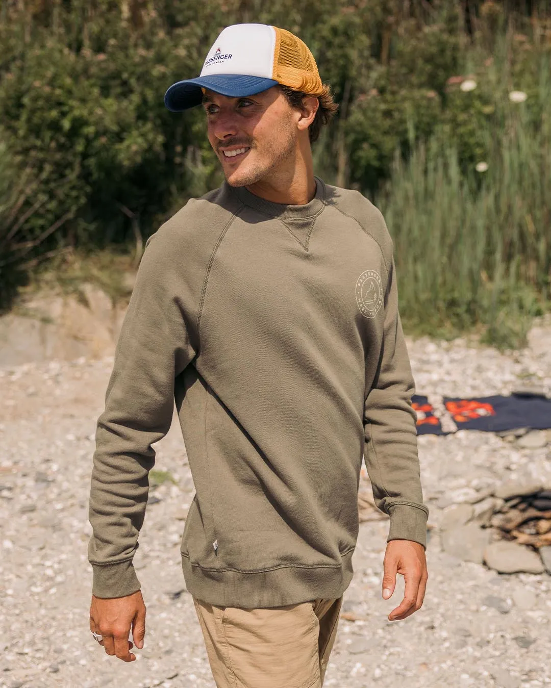 Border Recycled Cotton Sweatshirt - Dusty Olive