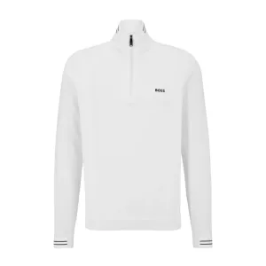 BOSS Logo Zolet White Half Zip Sweatshirt