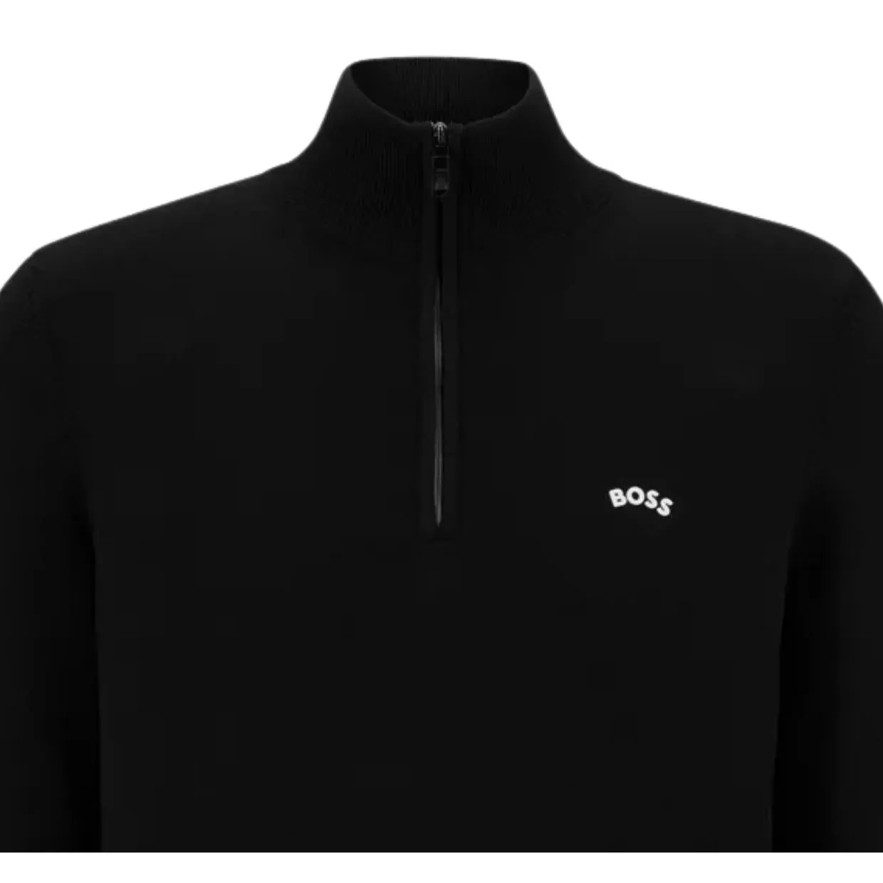 BOSS Zallo Curved Logo Half Zip Black Sweatshirt