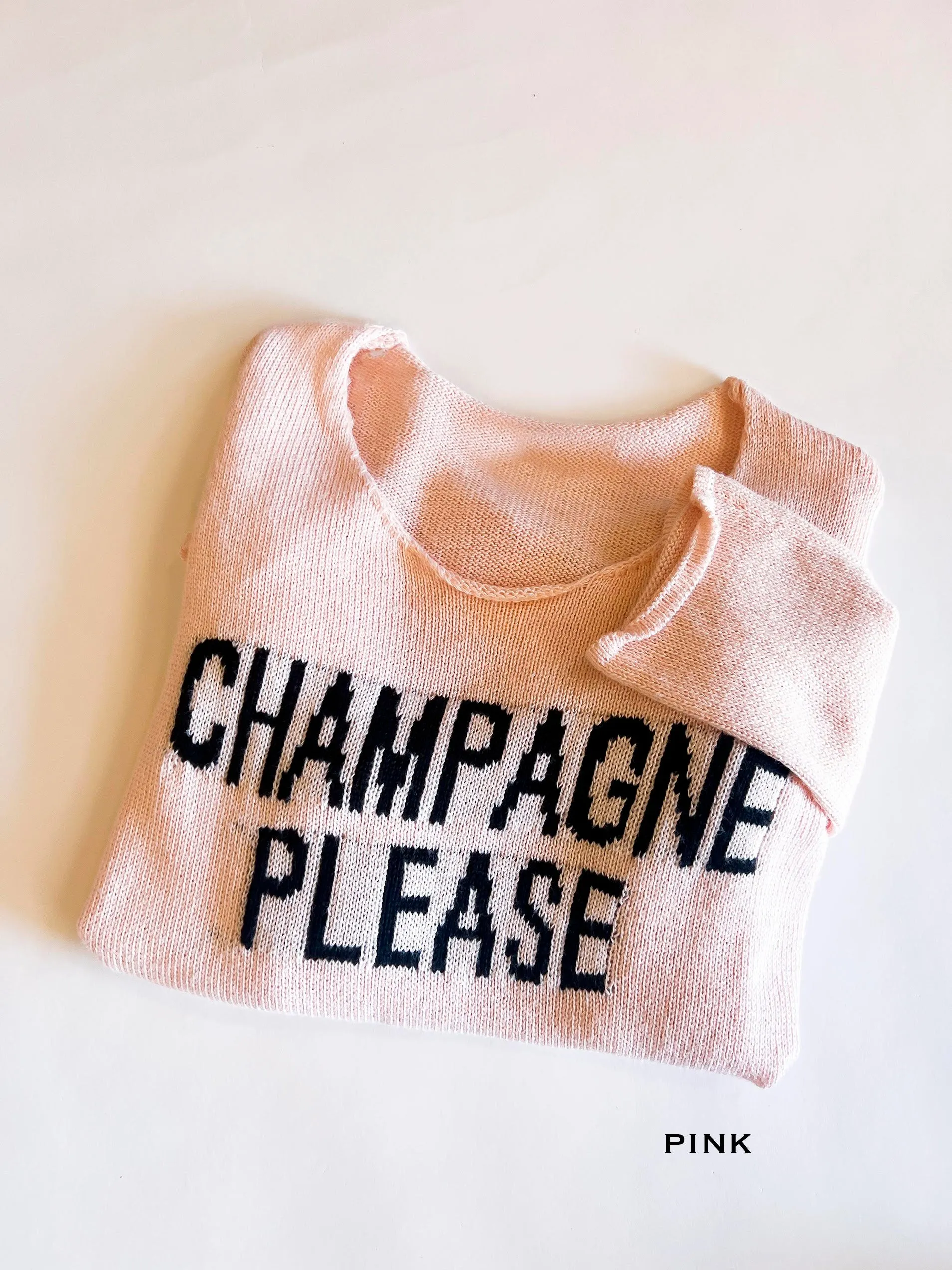 Champagne Please Sweater | Bachelorette Party Gift | Brunch and Mimosa Knit Shirt