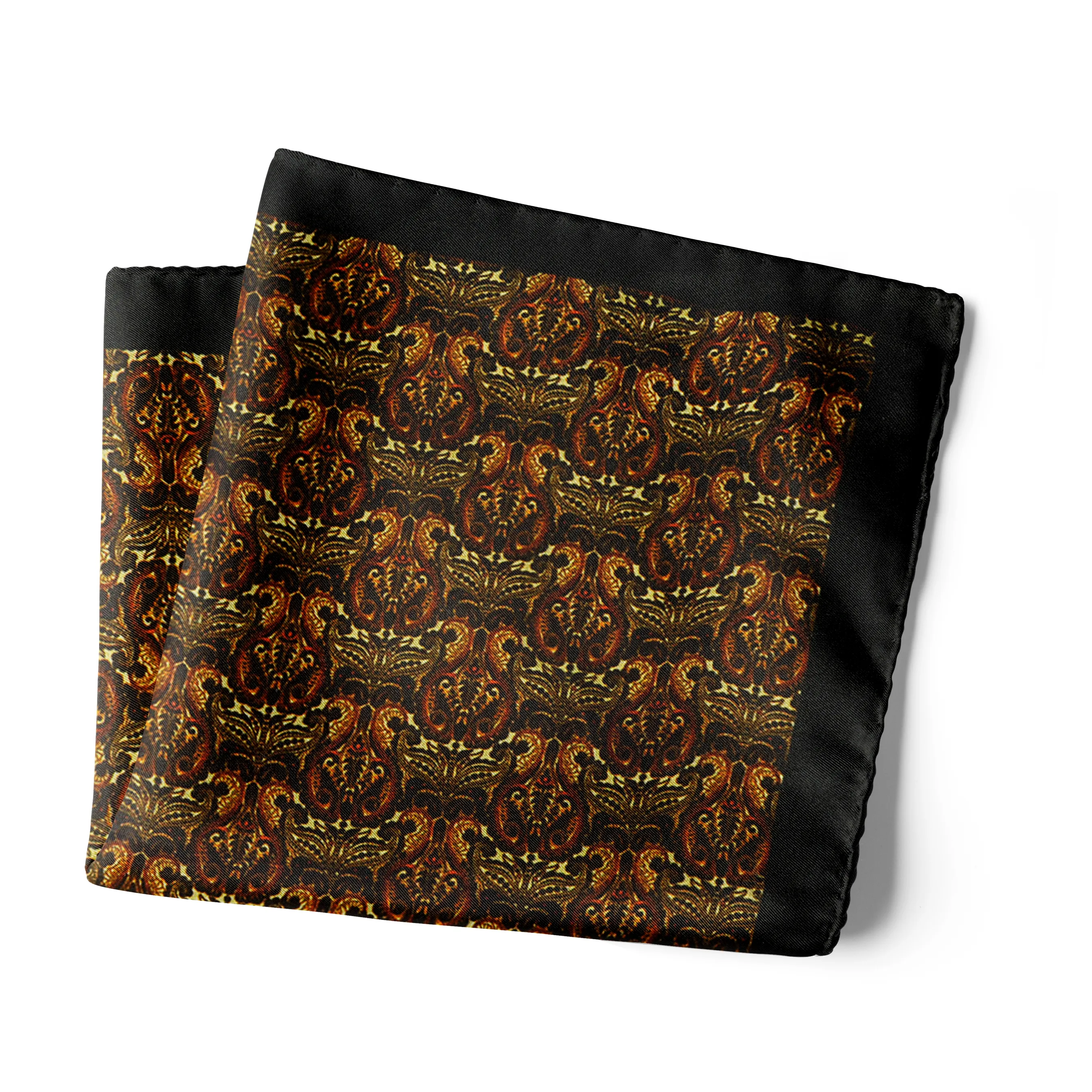 Chokore Black & Orange Silk Pocket Square -Indian At Heart line