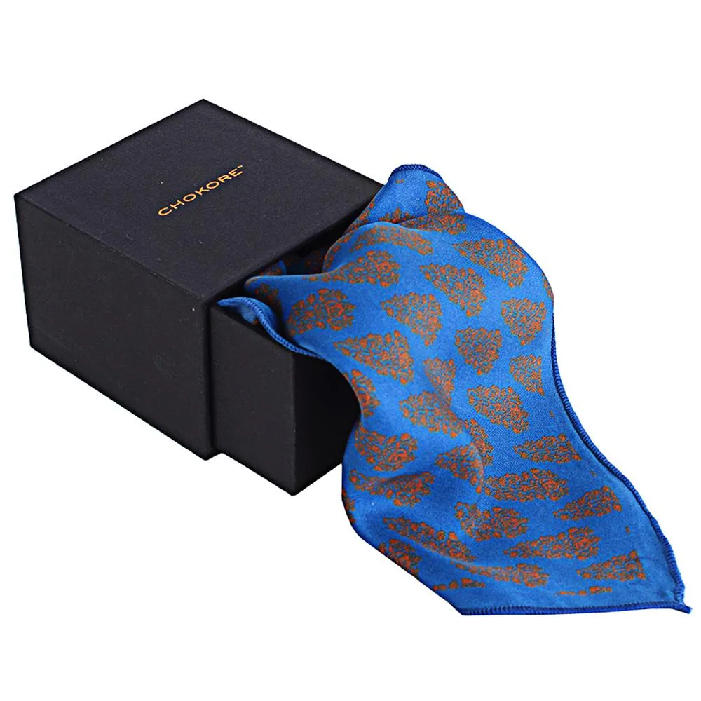 Chokore Blue Silk Pocket Square - Indian At Heart line