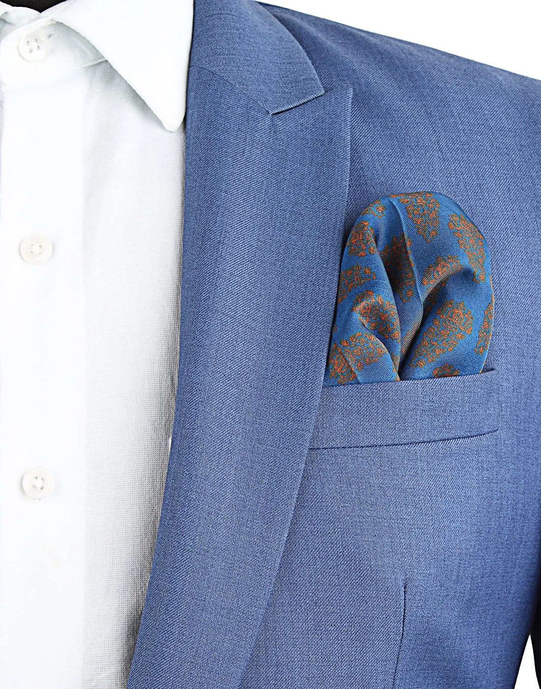 Chokore Blue Silk Pocket Square - Indian At Heart line