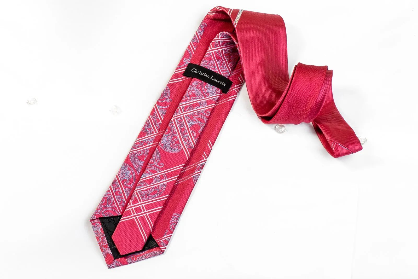 Christian Lacroix Rhinestone Tie Stripes & Paisley On Pink