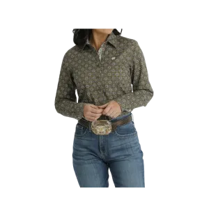 Cinch Women's Button Down Western Olive Shirt