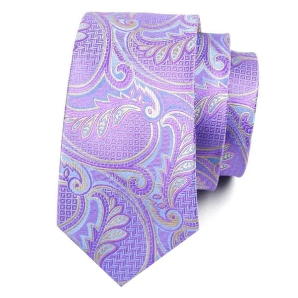 Classy Men Pastel Lilac Paisley Silk Tie