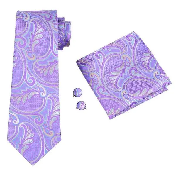 Classy Men Pastel Lilac Paisley Silk Tie