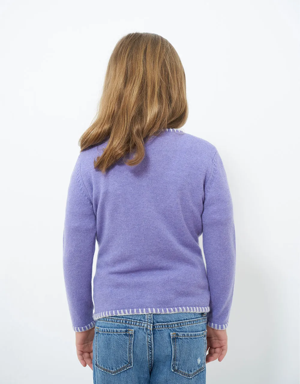 Coco Girls Cashmere Cardigan in Thistle