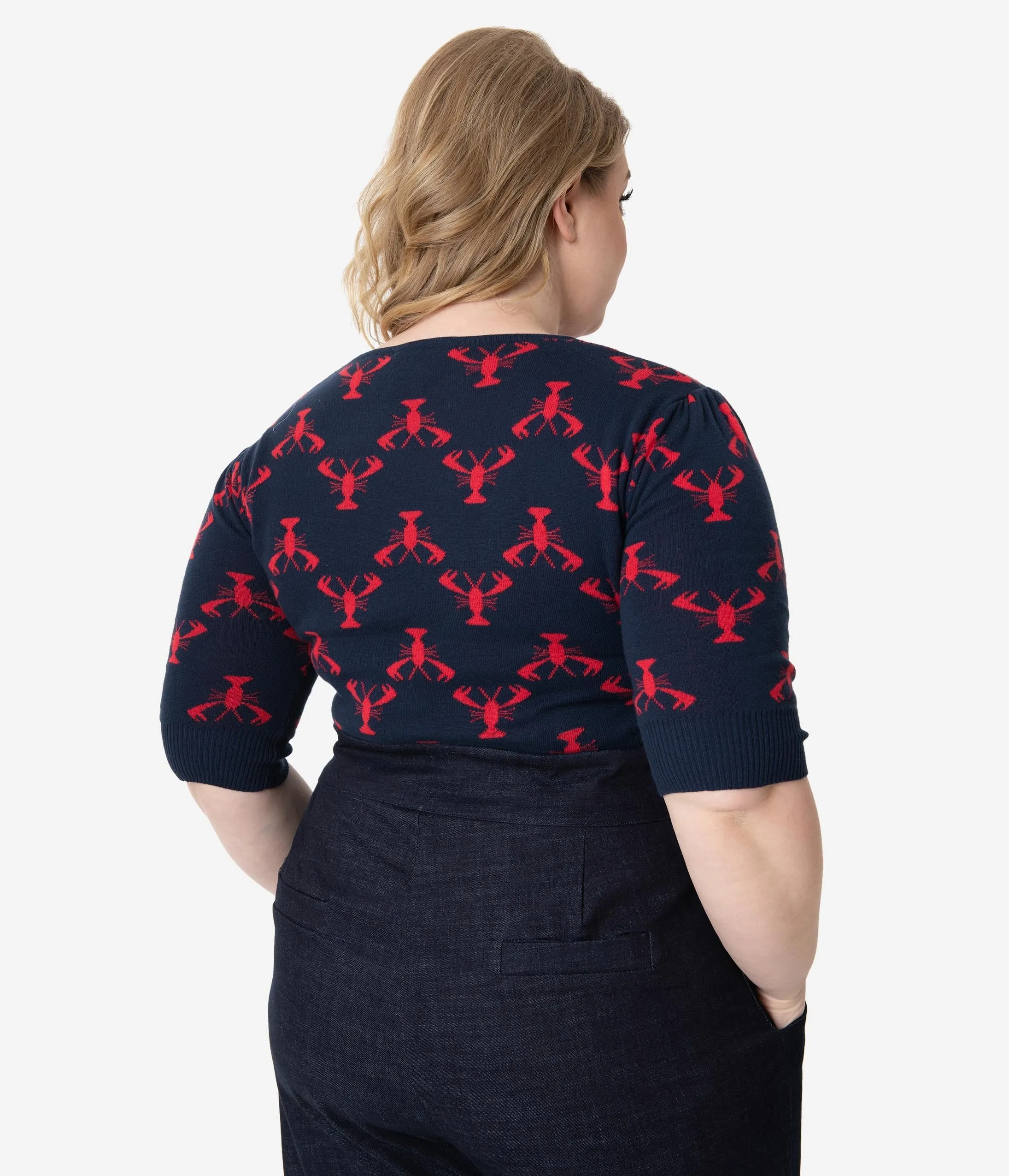 Collectif Plus Size Navy & Red Lobster Chrissie Knit Sweater