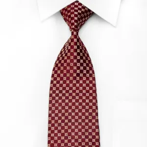 Countess Mara Men's Silk Tie Golden Trellis On Burgundy Necktie