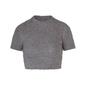 COZY KNIT CROPPED T-SHIRT | SMOKE