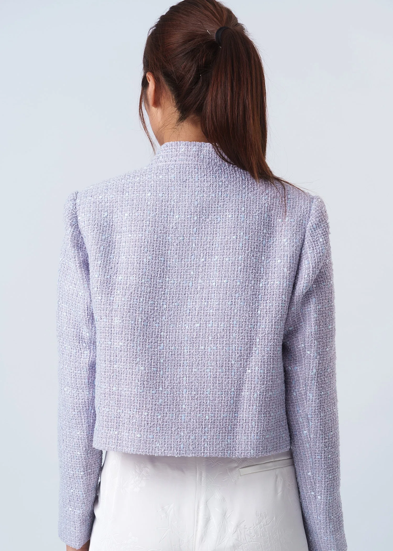 Cropped Tweed Tang Jacket (Lilac)