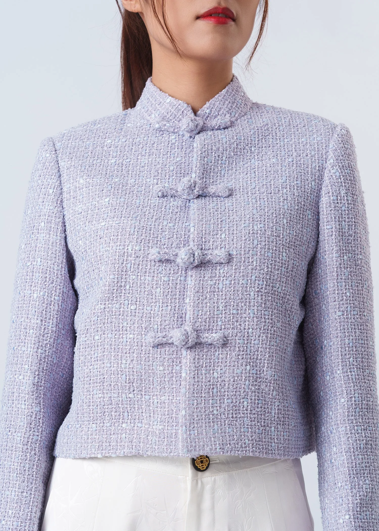 Cropped Tweed Tang Jacket (Lilac)