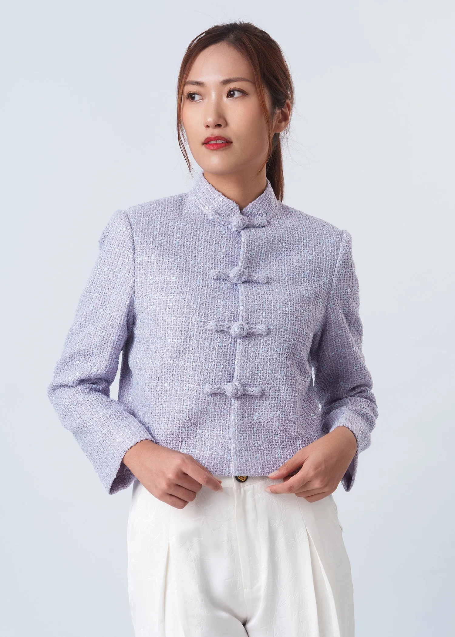 Cropped Tweed Tang Jacket (Lilac)