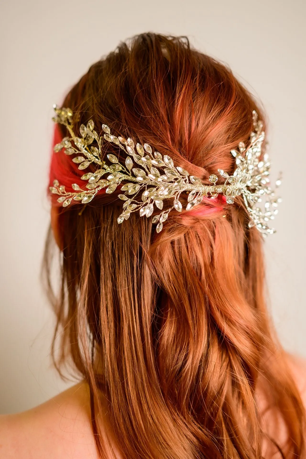 Crystal and Gold Branch Hair Clip