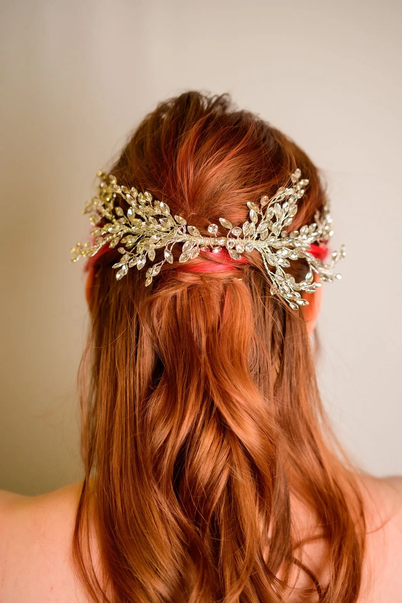 Crystal and Gold Branch Hair Clip