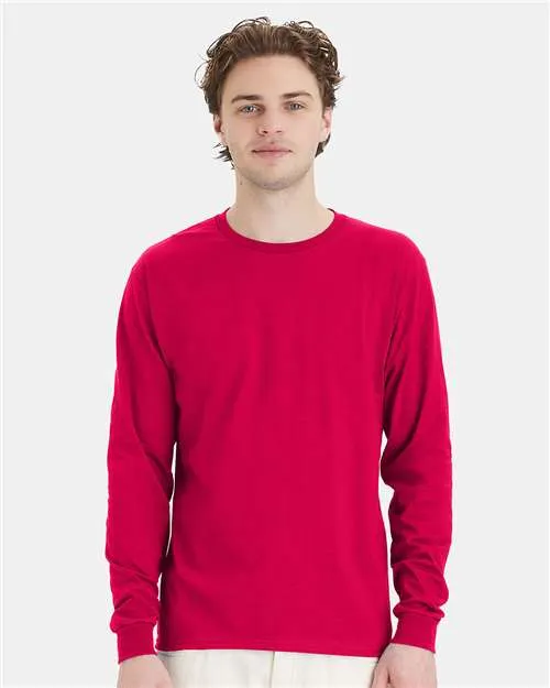 Custom Embroidered - Hanes - Essential-T Long Sleeve T-Shirt - Athletic Crimson - 5286