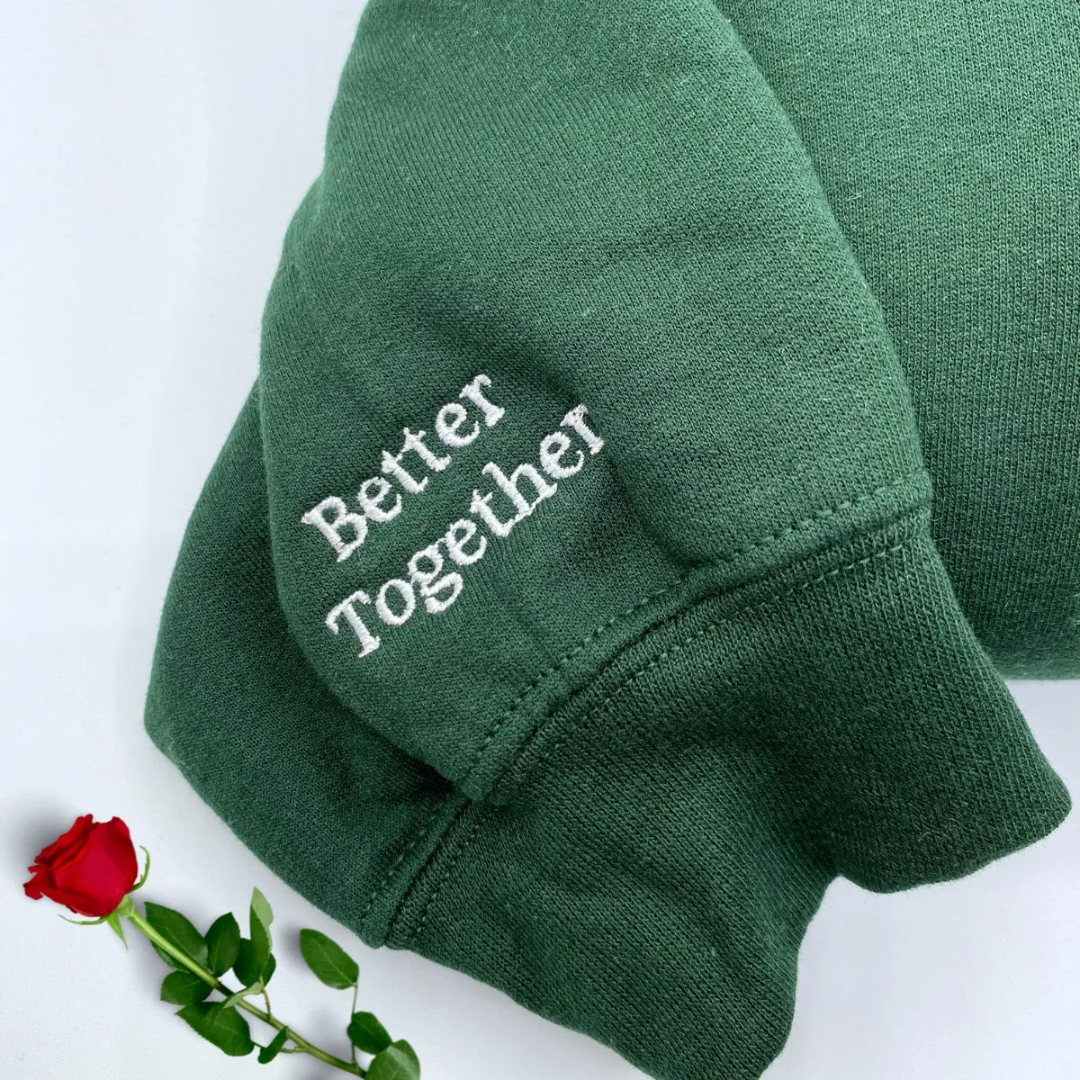 Custom Embroidered Sleeve Sweatshirt, Matching Sweatshirts for Couples Unique Gift Ideas for Him Her