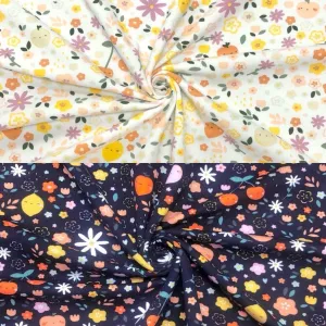 Cute Fruits and Flowers Organic Sweatshirt Fabric