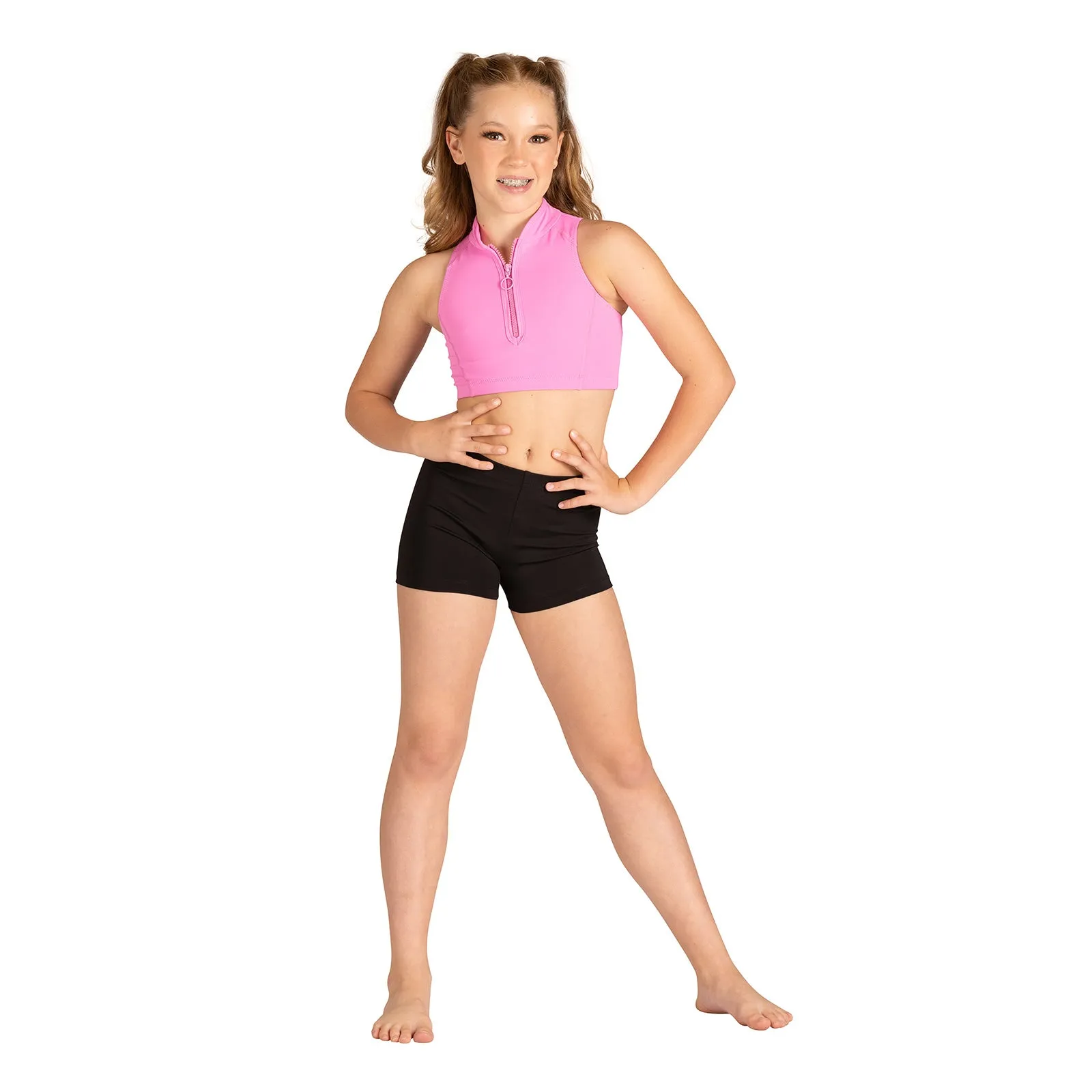 Danznmotion Child Sloan Zip Front Crop Top