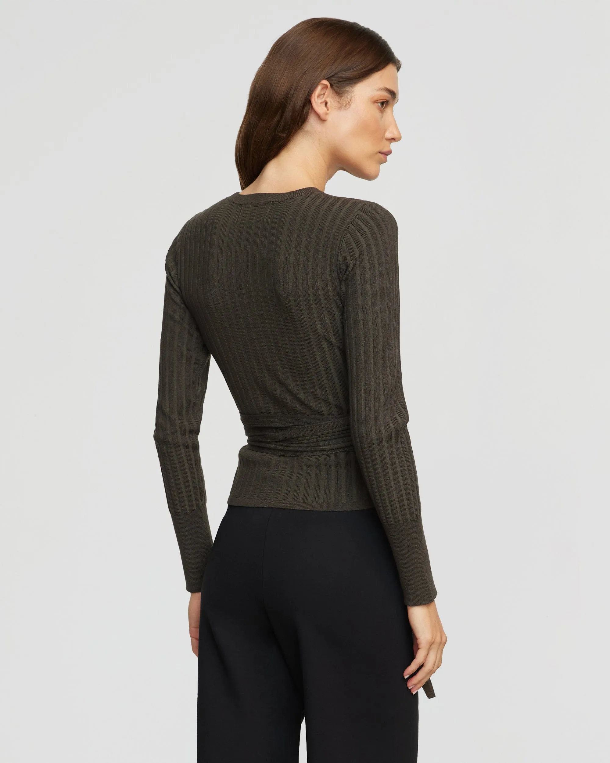 Deniza Tie-Front Ribbed Sweater