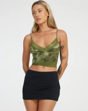 Dyrana Crop Top in Rose Flock Loden Green