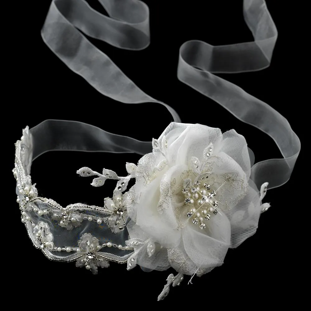 Elegant Ribbon Lace Bridal Flower Headband