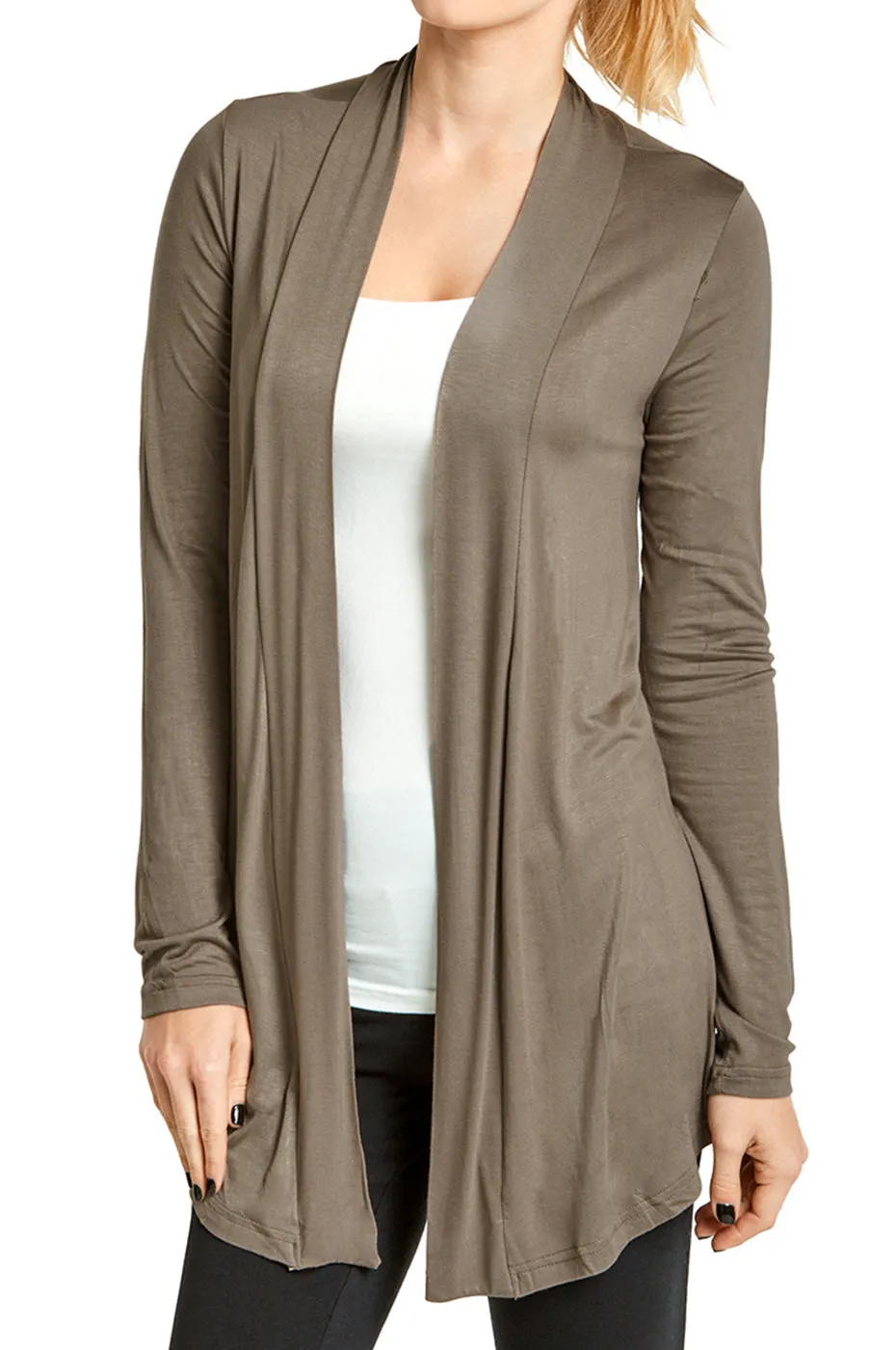 ET TU LADIES RAYON CARDIGAN (RC001E_TAUPE)