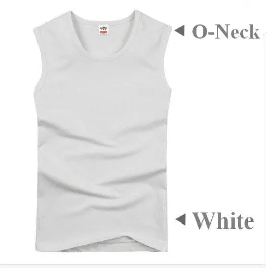 Fashion Brand Men's 95% Cotton O-Neck Tank Tops Summer Male Sleeveless V-Neck Vest 2016 Casual Gilet White / Gray / Black