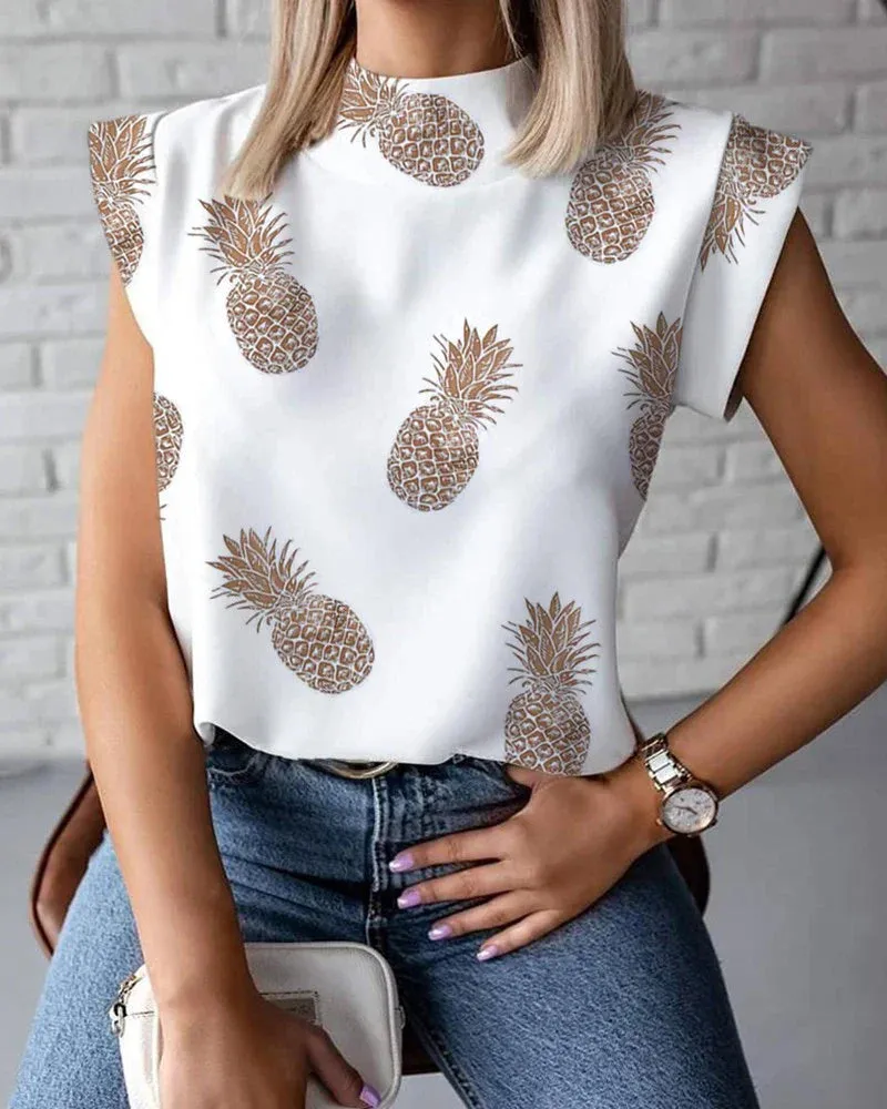 Fashion Elegant Lips Print Tops Summer Office Ladies Hirigin T-shirt