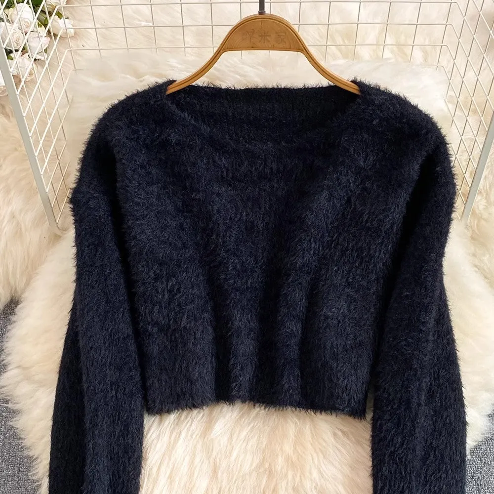 Fashionable suit for women round neck knitted sweater two-piece set        S4127