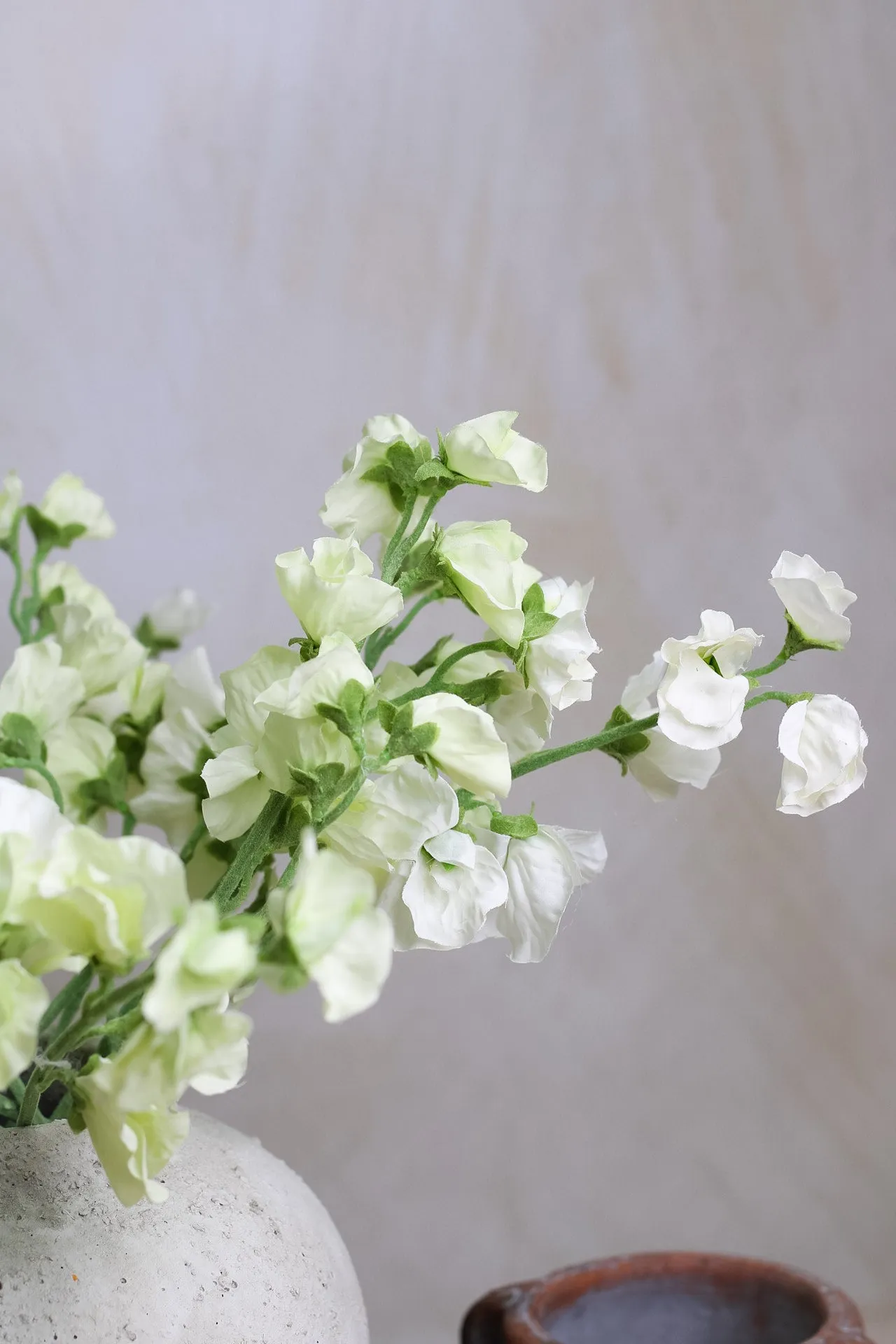 Faux Soft Cream Sweetpea Stems | Bundle of 3