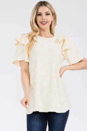 Full Size Ruffle Layered Short Sleeve Daisy Floral Top