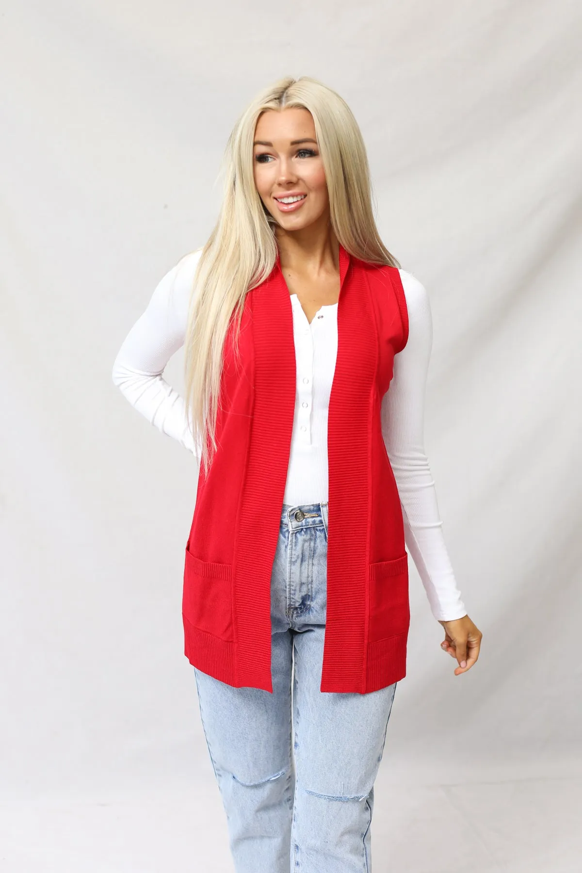 Gentry Open Front Sleeveless Cardigan