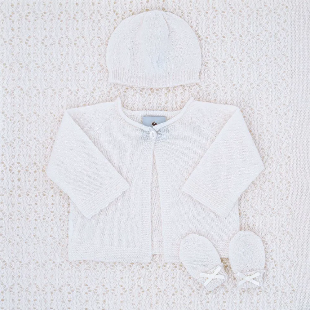 G.H.Hurt & Son Cashmere Baby Cardigan - White