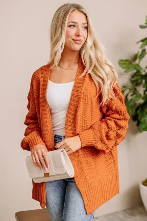 Hello Pumpkin Bubble Sleeve Cardigan | Orange