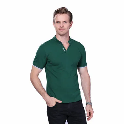 Hot Sale Men's V Neck T Shirt 2017 Summer Fashion Solid Short Sleeve T Shirt Men LAISO Print Collar Slim Fit Mens Top Tees Shirt