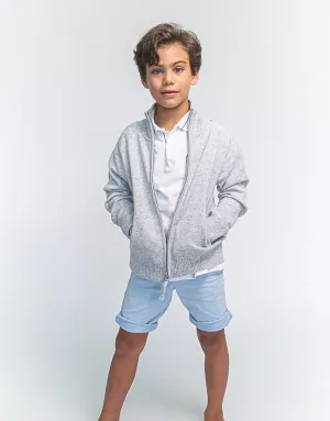 Hugo Jacket Boys Zip-Up Cashmere Jacket in Platinum