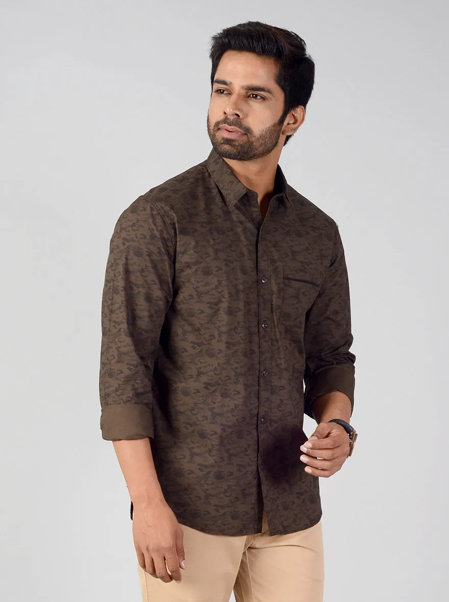 Ivy Green Printed Slim Fit Casual Shirt | Greenfibre